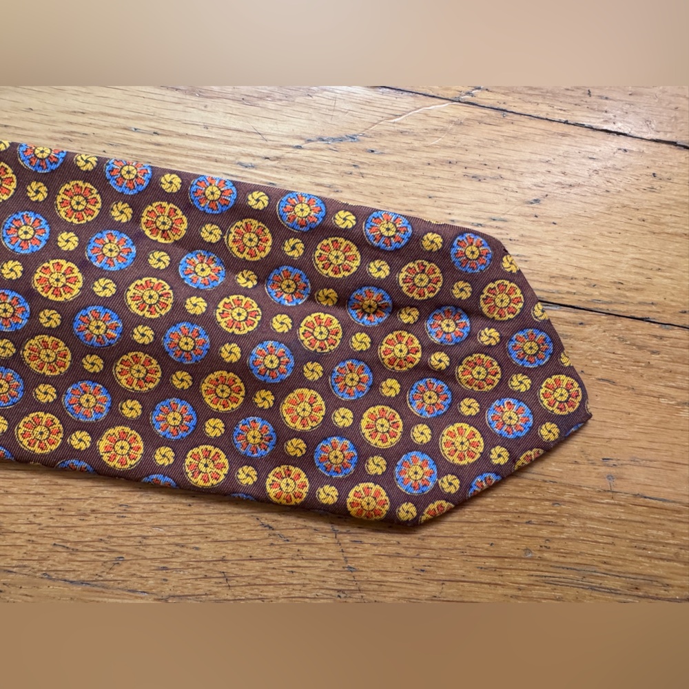 60s Vintage Mandala Print Silk Tie by Moorlane